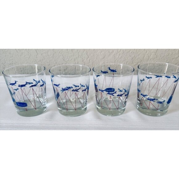 Vintage Beechcraft Aviation Rocks Whiskey Glasses - Libbey - Aviation - Set Of 4